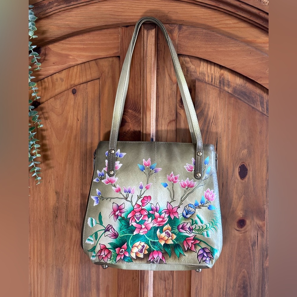 Beautiful Floral Hand Painted Shoulder Bag